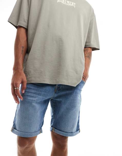 Jack & Jones denim shorts in mid blue - view 1
