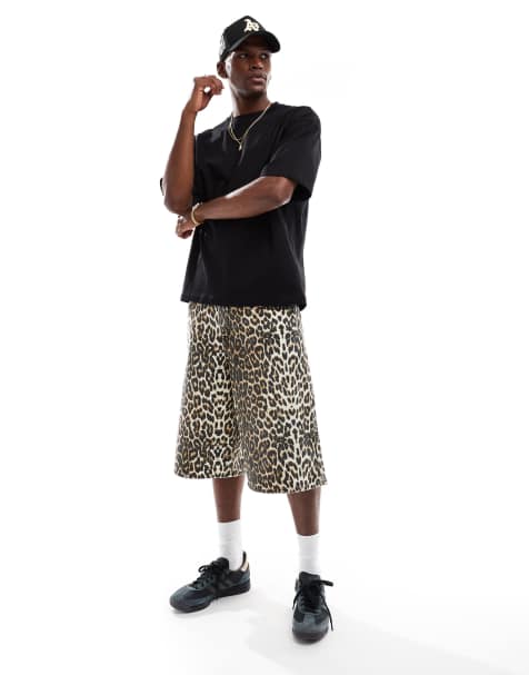 Jack & Jones denim shorts with leopard print - view 1