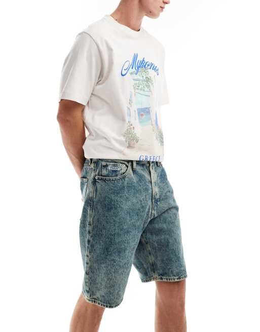 Jack & Jones - Denimshorts med poset pasform i blå syrevask