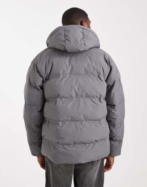 Jack & Jones – Dicke Pufferjacke in Grau mit Kapuze, 3 von 5