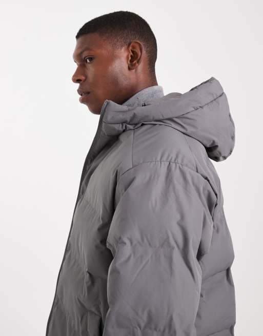 Jack & Jones – Dicke Pufferjacke in Grau mit Kapuze, 4 von 5