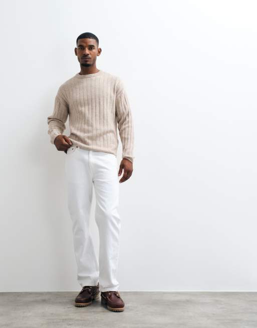 Jack & Jones dikke geribbelde trui in beige, 2 van 5