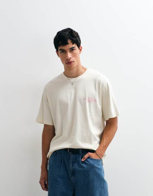 Jack & Jones dinner sketch backprint t-shirt in cream, 4 of 5