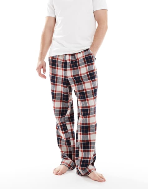 Jack & Jones checked lounge pants in red and blue