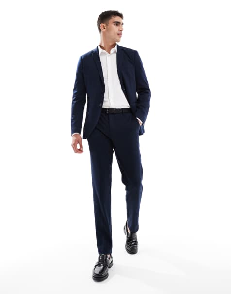 Jack & Jones – Dopasowane dżersejowe spodnie garniturowe w granatowym kolorze - view 1