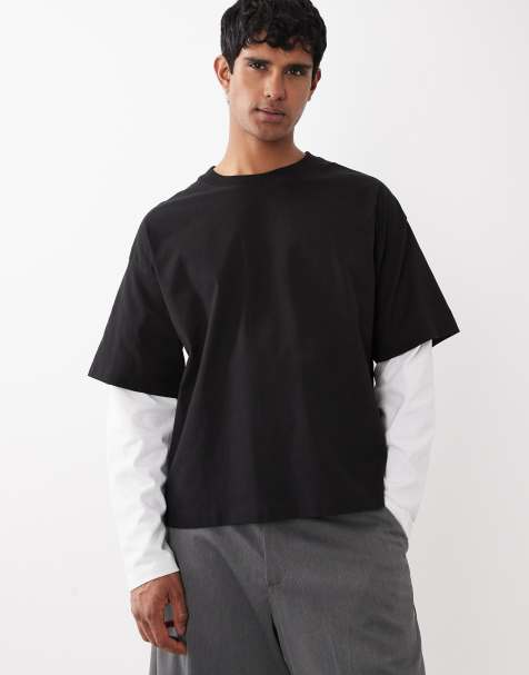 Jack & Jones – Doppellagiges T-Shirt in Schwarz - view 1
