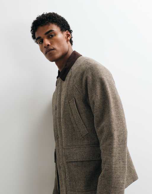 Jack & Jones double pocket barn jacket with cord collar in brown, 3 of 5