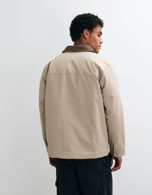 Jack & Jones double pocket barn jacket with corduroy collar in beige, 4 of 5