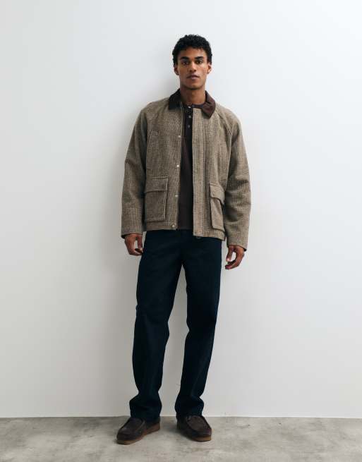 Jack & Jones double pocket barn jacket with corduroy collar in brown, 2 of 5
