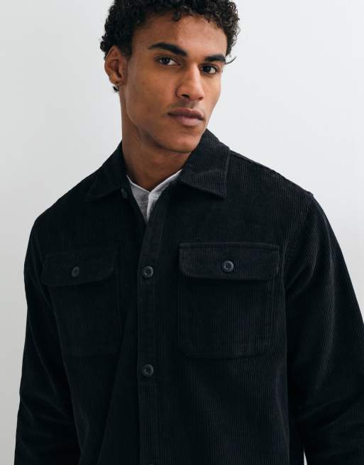 Jack & Jones double pocket cord overshirt in black, 2 of 5