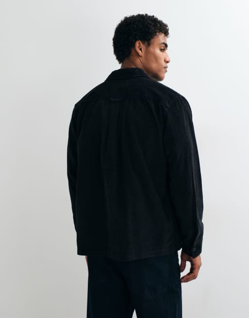 Jack & Jones double pocket cord overshirt in black, 4 of 5