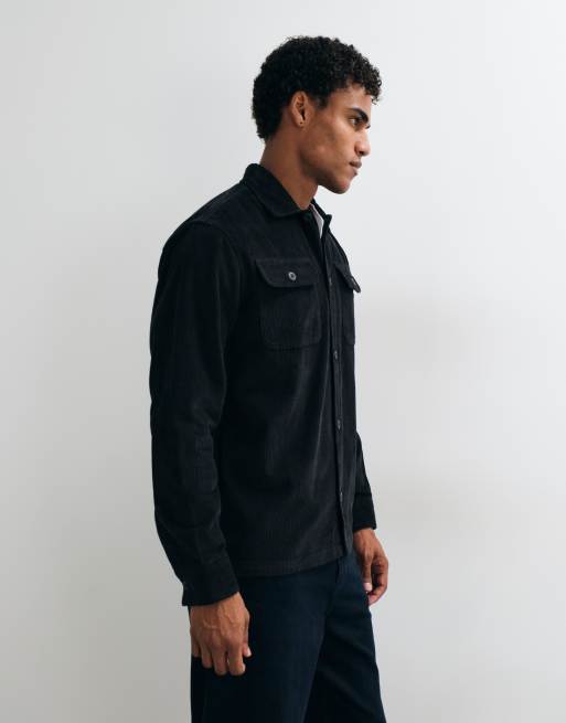 Jack & Jones double pocket cord overshirt in black, 5 of 5