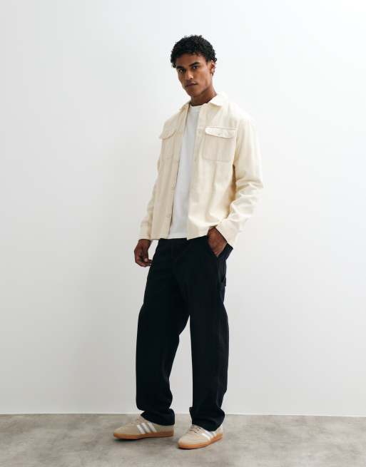 Jack & Jones double pocket cord overshirt in white, 2 of 5