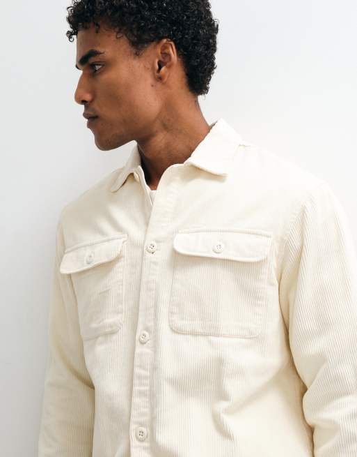 Jack & Jones double pocket cord overshirt in white, 3 of 5
