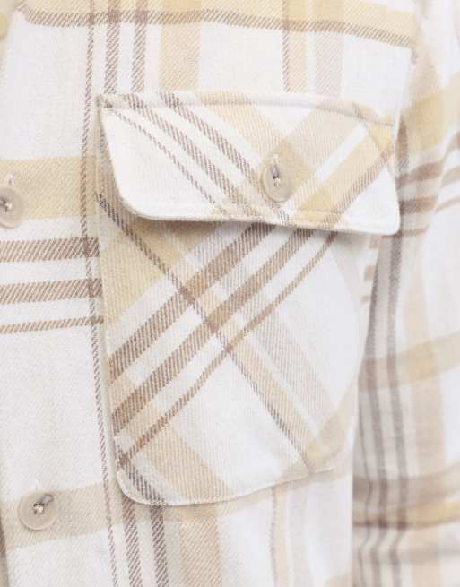Jack & Jones double pocket overshirt in cream check, 5 of 7