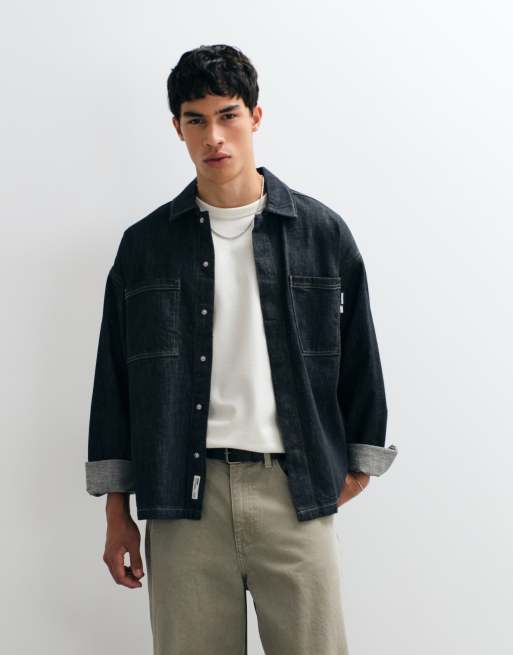 Jack & Jones double pocket overshirt in raw wash, 5 of 5