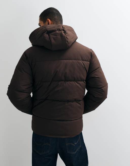 Jack & Jones double pocket puffer jacket in brown, 3 of 5