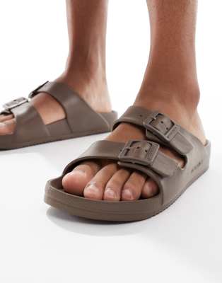 double strap sandals in brown