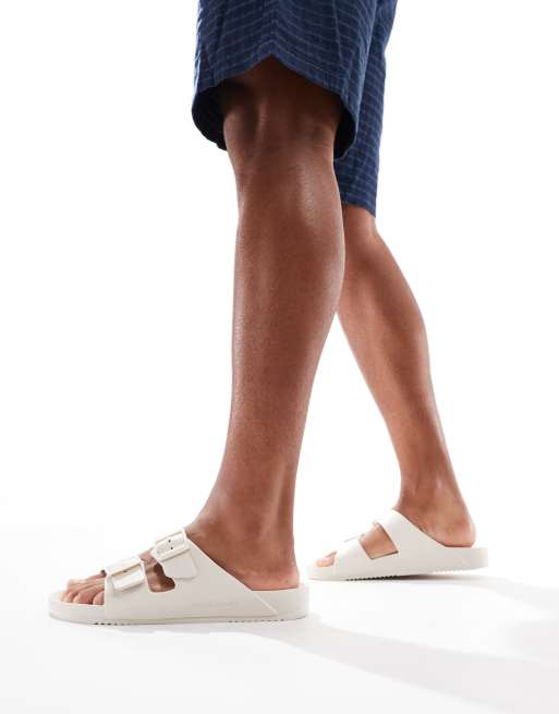 Jack & Jones double strap sandals in cream, 4 of 4
