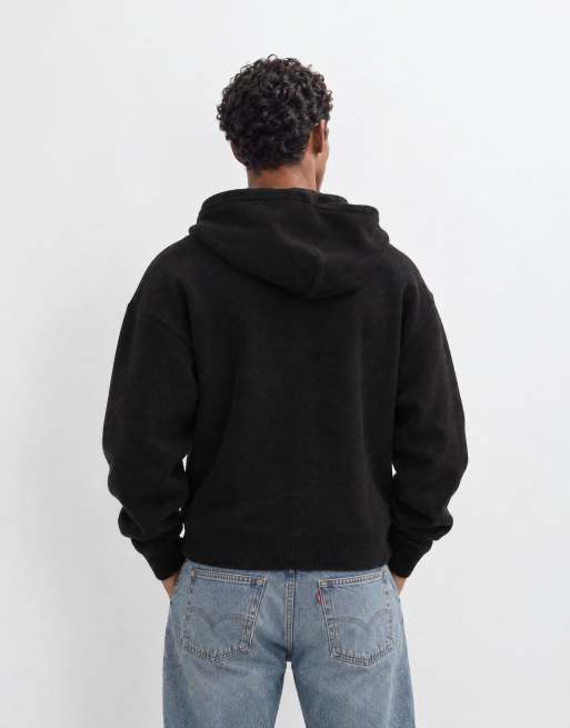 Jack & Jones double zip knit hoodie in black, 7 of 8