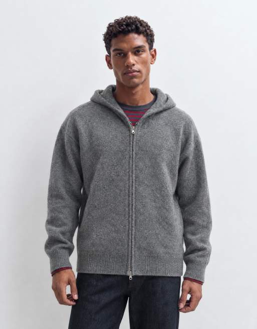 Jack & Jones double zip knit hoodie in dark grey, 6 of 9