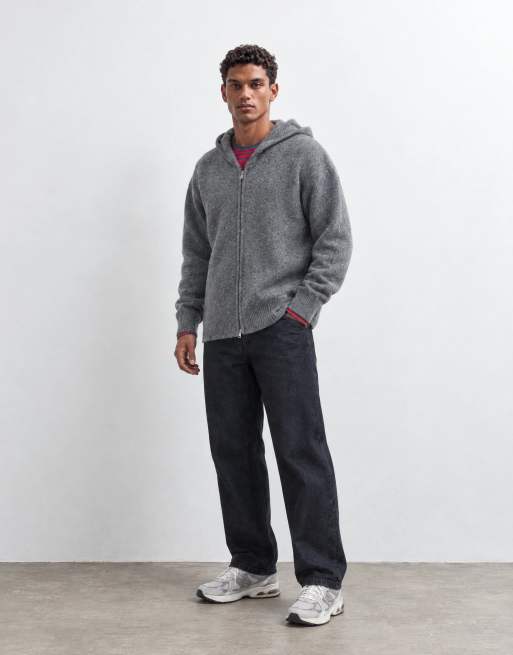 Jack & Jones double zip knit hoodie in dark grey, 8 of 9