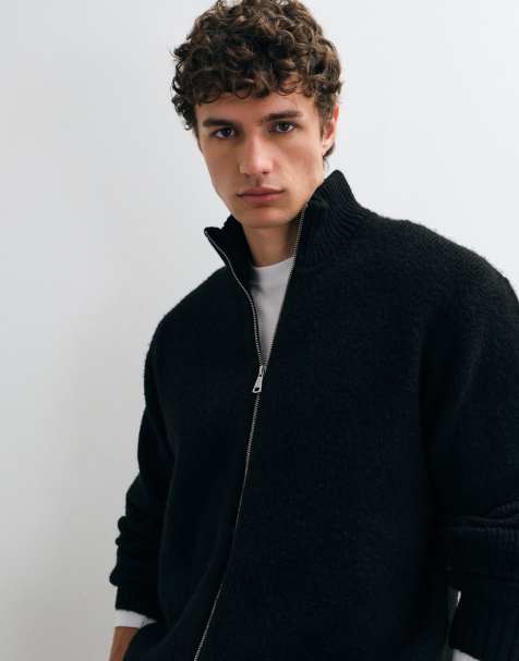 Jack & Jones double zip knit sweater in black - view 1