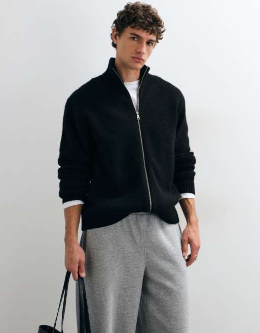 Jack & Jones double zip knit sweater in black, 2 of 5