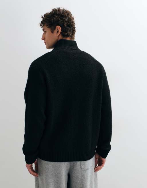 Jack & Jones double zip knit sweater in black, 3 of 5