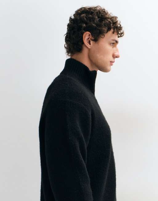 Jack & Jones double zip knit sweater in black, 5 of 5