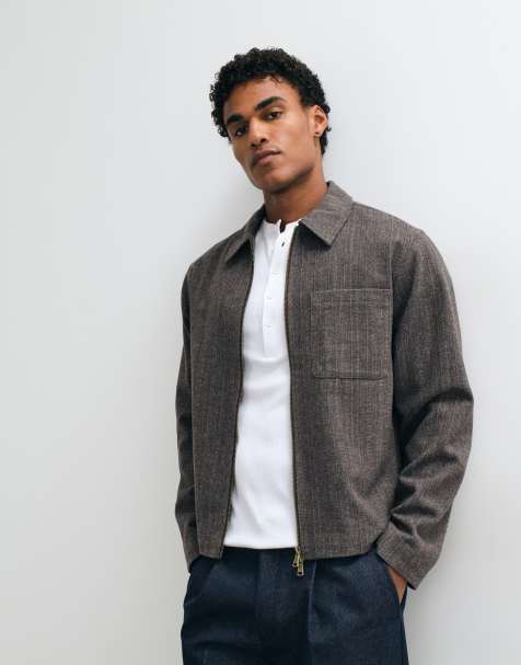 Jack & Jones double zip short jacket in brown - view 1