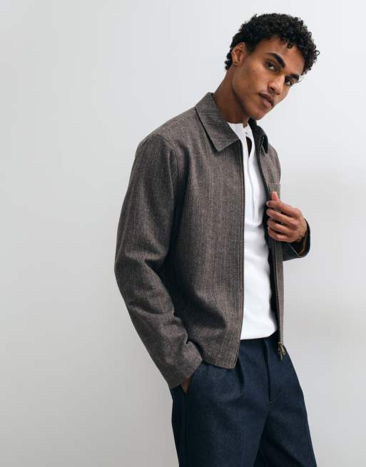Jack & Jones double zip short jacket in brown, 3 of 5
