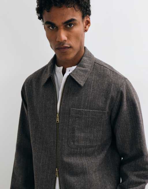 Jack & Jones double zip short jacket in brown, 4 of 5