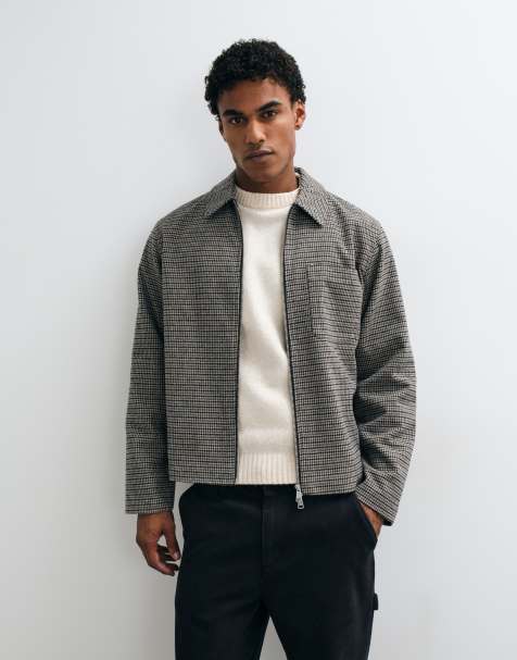 Jack & Jones double zip short jacket in houndstooth - view 1