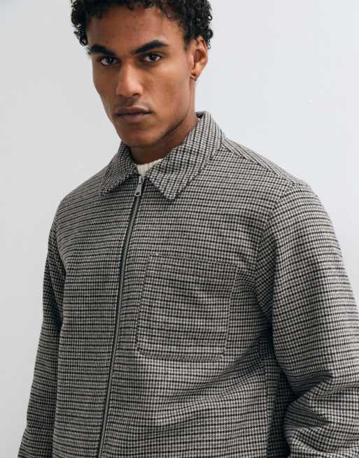Jack & Jones double zip short jacket in houndstooth, 4 of 5