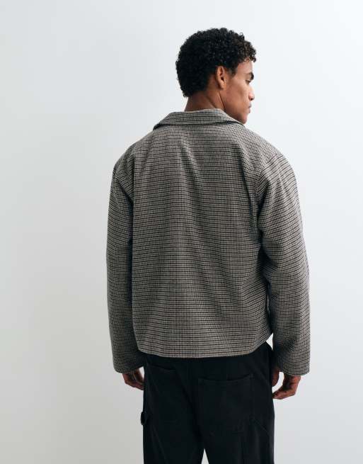 Jack & Jones double zip short jacket in houndstooth, 5 of 5
