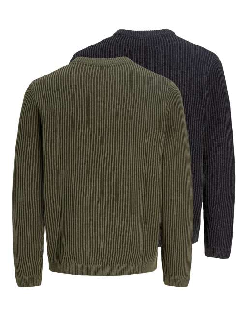 Jack & Jones Dover confezione da 2 maglioni a coste girocollo neri, 6 di 6