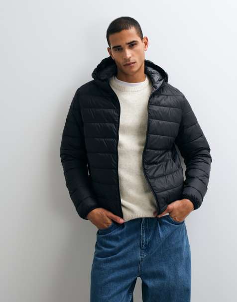 jack & Jones down hooded puffer jacket in black - view 1