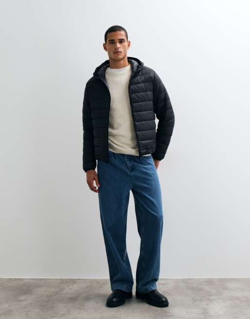 jack & Jones down hooded puffer jacket in black, 2 of 5