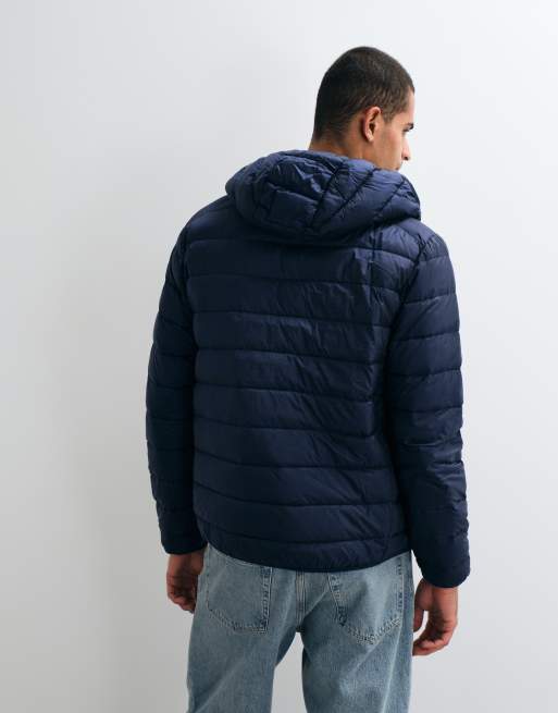 Jack & Jones down hooded puffer jacket in navy, 5 of 5