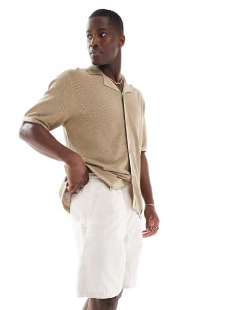 Jack & Jones drawstring chino short in light beige - view 1