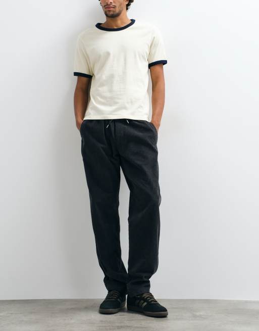 Jack & Jones drawstring cord trousers in black, 3 of 5