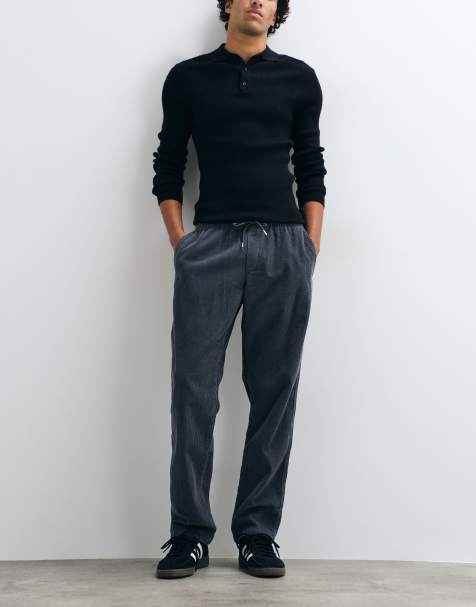 Jack & Jones drawstring cord trousers in dark blue - view 1
