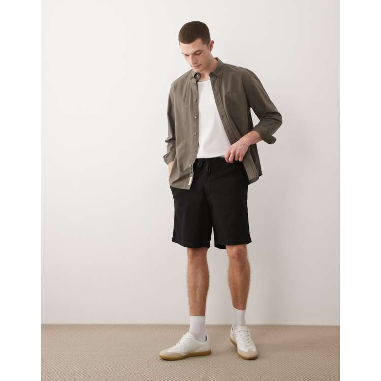 black dress shorts mens Mens Straight Fit Summer Shorts Stretch Casual Solid Black Grey Flat Front  Dress Short Pants main image 1