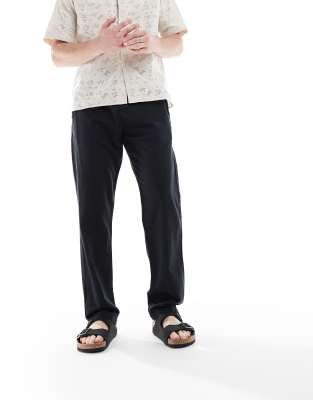 Jack & Jones Drawstring Linen Mix Pants In White