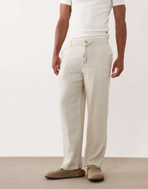 Jack & Jones drawstring tailored pants in cream - view 1