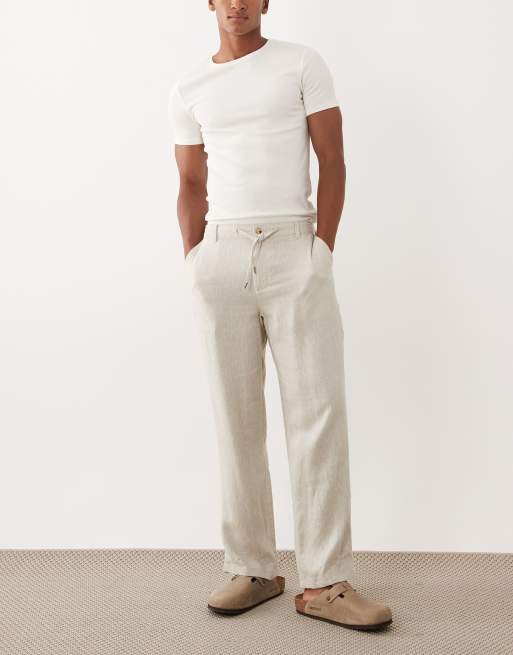 Jack & Jones drawstring tailored pants in cream , 2 of 5