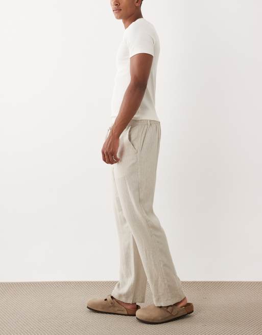 Jack & Jones drawstring tailored pants in cream , 3 of 5