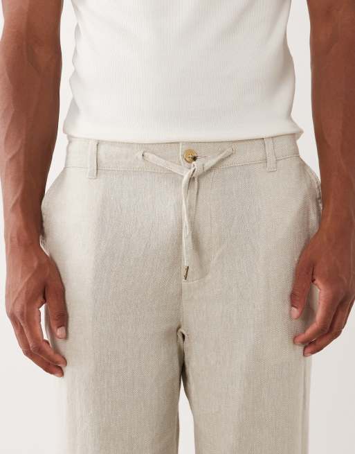 Jack & Jones drawstring tailored pants in cream , 4 of 5