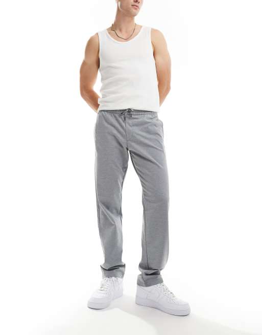 Jack & Jones drawstring tapered pants in grey marl 